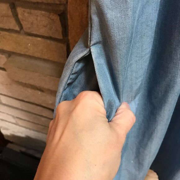 Anthropologie Holding Horses Embroidered Dress Denim Chambray Pockets Medium - Picture 9 of 14